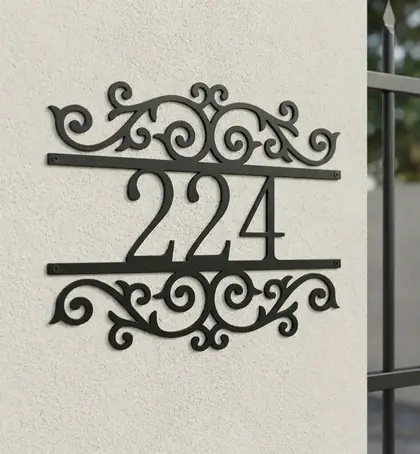 Número Residencial Arabesco em Aço — peça personalizada em aço MadeBlack